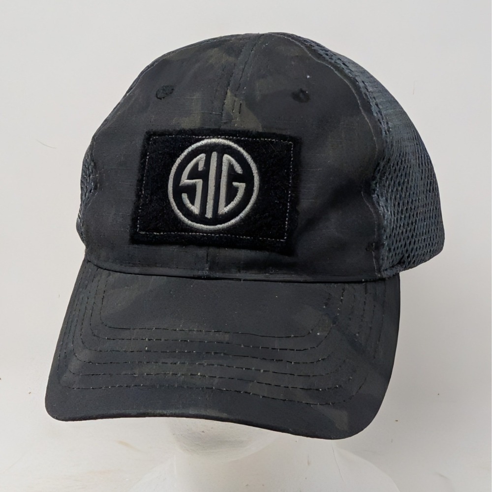 Sig Sauer Stran Headwear Black Multicam Trucker Hat SIG Logo Mesh Snapback Cap